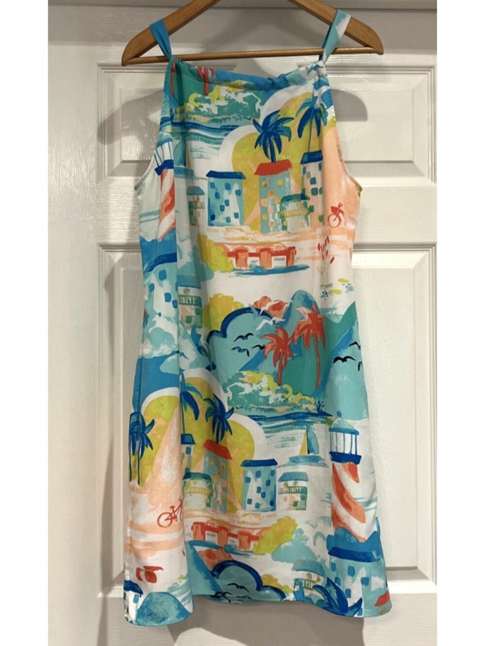 Crown & Ivy Summer Halter Dress Women's Large Resort Cruise Vacation Preppy